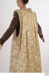  Photos Woman in Historical Dress 28 16th century Historical clothing beige dress with fur coat upper body 0005.jpg